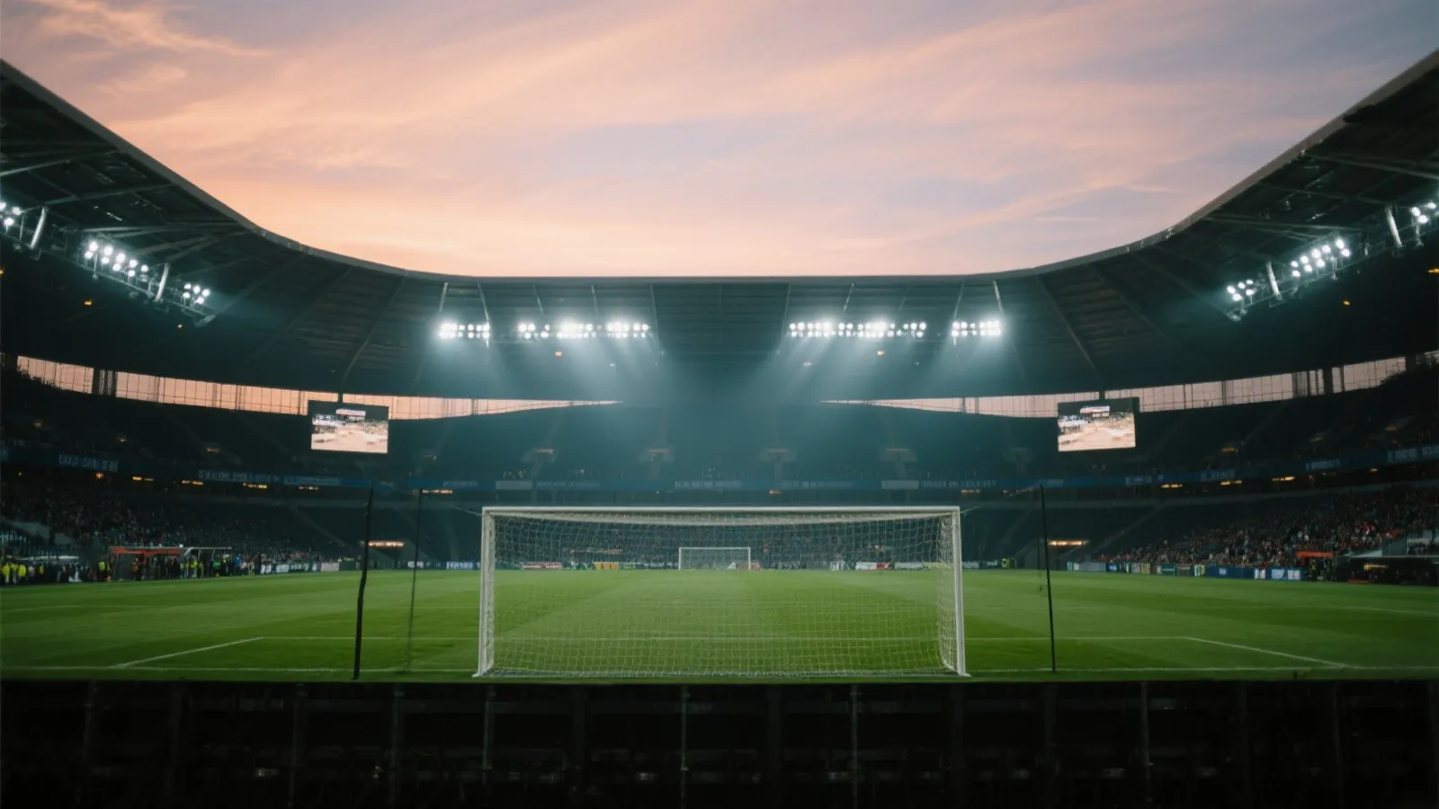 体育场灯光与绿茵场景